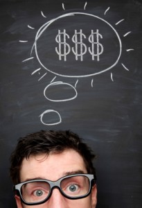 Male thinking of dollar signs Medical_Practice_Marketing_Dollars